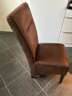 4 bruine micro suede eetkamerstoelen - zo goed als nieuw, Huis en Inrichting, Ophalen, Zo goed als nieuw, Bruin, Twee