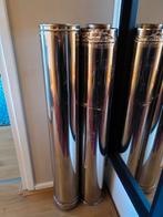 Dubbelwandige kachelpijp 2m, 100/150mm met 2x 45 bochten, Ophalen, Gebruikt, 2 tot 4 meter, Rechte buis