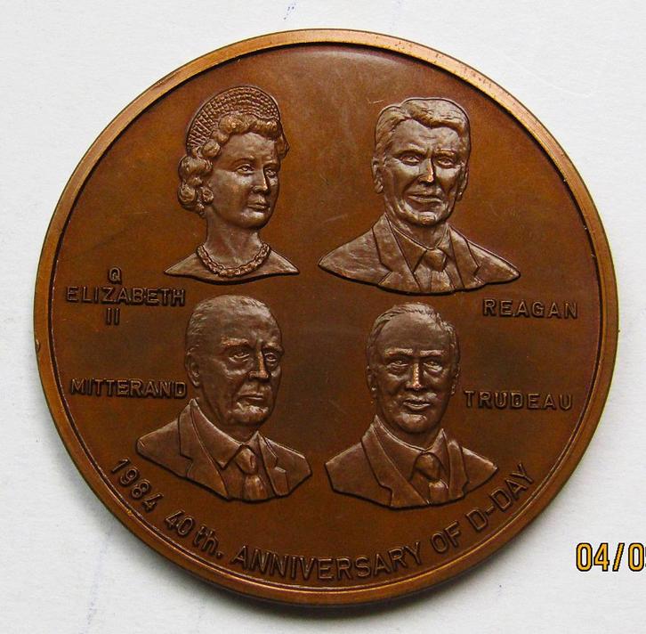 *1984 Vintage 40th Anniversary Normandy D-Day - Ø 50 mm-UK *, Postzegels en Munten, Penningen en Medailles, Brons, Nederland, Verzenden