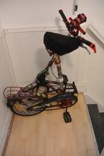 Zwarte vouwfiets met stickers, Ophalen, Gebruikt, 14 tot 16 inch, Versnellingen
