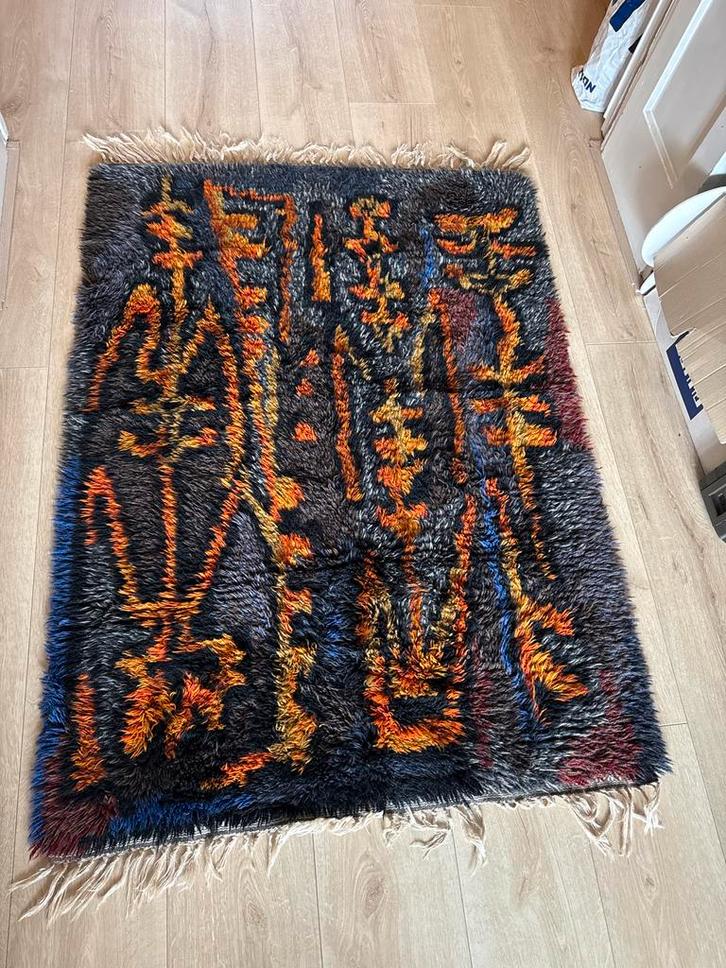 Vintage Scandinavisch Marks Rya vloerkleed jaren '60, Huis en Inrichting, Stoffering | Tapijten en Kleden, Gebruikt, 100 tot 150 cm