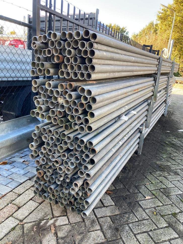 Steigerbuis/steiger buis/steigerpijp 48.3MM tot 500CM, Doe-het-zelf en Verbouw, Steigers, Gebruikt, Gevelsteiger, 5 meter of hoger