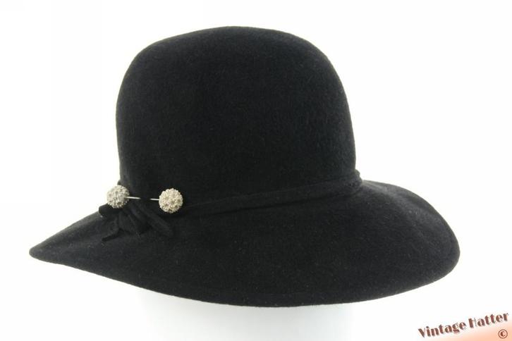 Vintage Dameshoed zwart lichtgewicht haarvilt 55-56, Kleding | Dames, Hoeden en Petten, Zo goed als nieuw, Hoed, 55 cm (S, 6⅞ inch) of minder