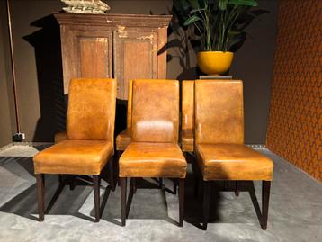 Eetkamerstoelen Schapenleer 6 stuks beschikbaar voor biedingen