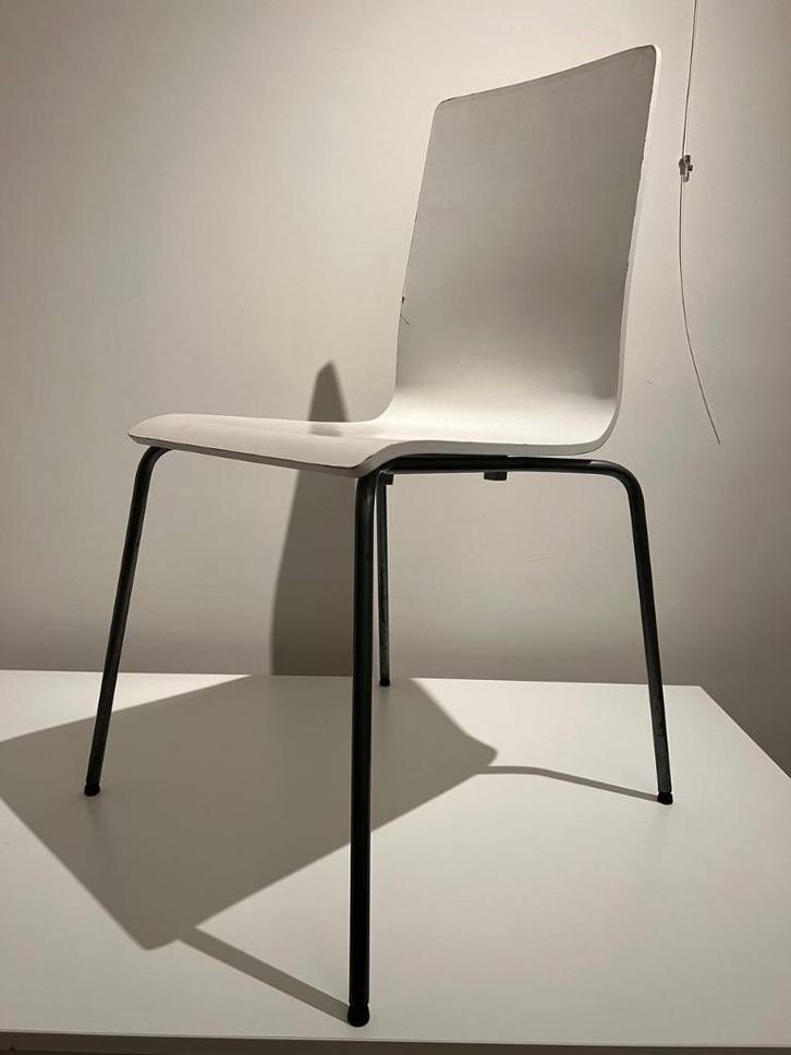 Witte eetkamerstoel, Huis en Inrichting, Stoelen, Gebruikt, Eén, Hout, Metaal, Wit, Ophalen