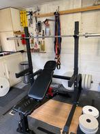 Half rack met olympische barbell, Overige typen, Ophalen of Verzenden, Rug, Zo goed als nieuw