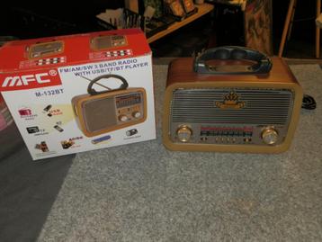 Radio FM AM USB TF BT oplaadbaar retro zaklantaarn nieuw beschikbaar voor biedingen