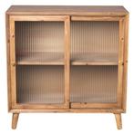 Houten kast met glazen schuifdeuren, Ophalen, Met plank(en), Gebruikt, 50 tot 100 cm