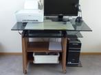 Bureau met rookglas blad en wielen, Huis en Inrichting, Bureaus, Ophalen, Met wielen, Gebruikt, Bureau