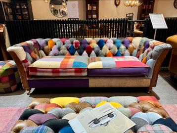 NIEUW: Patchwork / Multicolor chesterfield 3 zits tweed stof beschikbaar voor biedingen