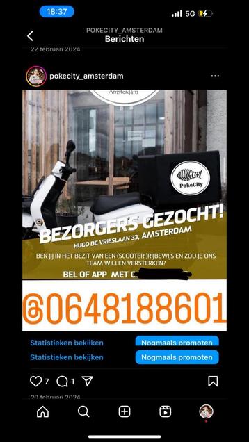 Koeriers,bezorgers,maaltijdbezorgers,delivery job beschikbaar voor biedingen