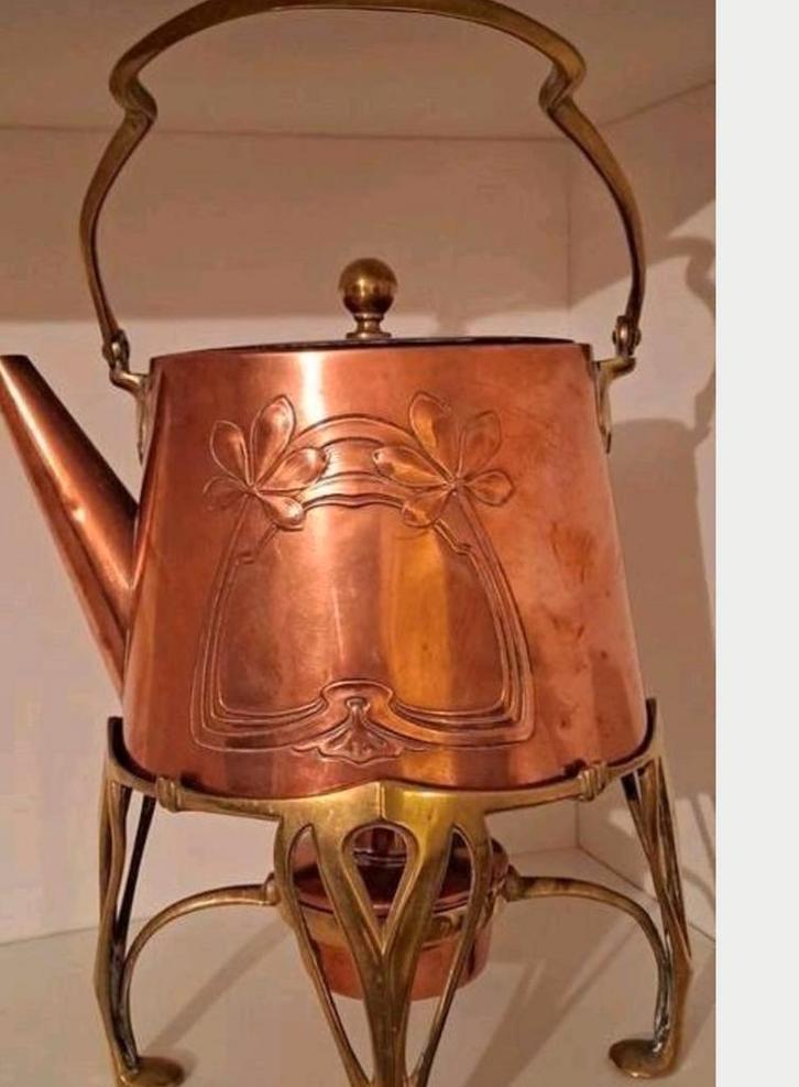 Antieke Carl Deffner Ketel gemerkt 1900 Duitse jugendstil, Antiek en Kunst, Antiek | Koper en Brons, Ophalen of Verzenden