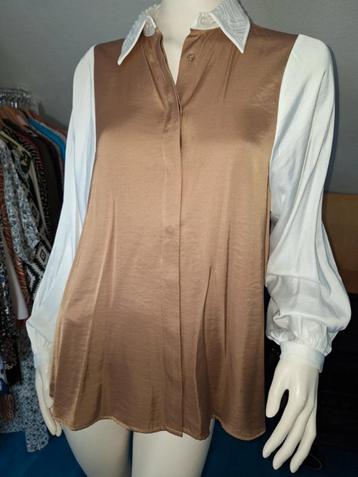 Camel/wit kleurige blouse mts eksept mieke valt als m nieuw beschikbaar voor biedingen