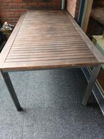 Houten tuintafel met metalen poten, Ophalen, Gebruikt, Rechthoekig, Hout