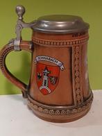 Vintage Bierpul met tinnen deksel, Antiek en Kunst, Curiosa en Brocante, Ophalen of Verzenden