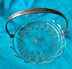 Vintage Glazen Schaal met Zilveren kleurig Handvat, Ophalen of Verzenden