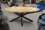 Leuke ovale eettafel metaal mangohout ovaal 180 x 90 cm., Ophalen, 50 tot 100 cm, Zo goed als nieuw, Metaal