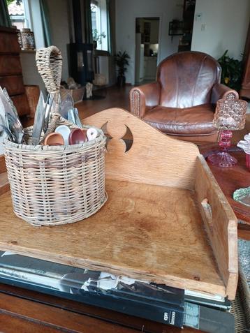 Franse Brocante Houten Bak - Handgemaakt servingtray  beschikbaar voor biedingen