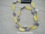 k166 lange gele/zilverkleurige lange ketting, Sieraden, Tassen en Uiterlijk, Kettingen, Ophalen, Kunststof, Verstelbaar, Geel