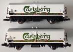 MÄRKLIN Z 8608, twee bierwagens Carlsberg, als nieuw, Hobby en Vrije tijd, Ophalen of Verzenden, Zo goed als nieuw, Wagon, Märklin