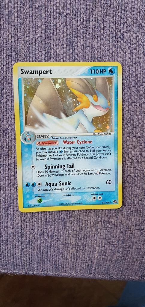 Swampert 11/106 holo pokemon kaart, Ophalen of Verzenden, Zo goed als nieuw