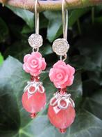 Oorbellen Roswitha aardbeikwarts-koraal-swarovski zilver, Ophalen, Nieuw
