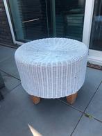 💝 Poef voetenbank wit riet rotan - landelijk strand beach, Ophalen, Minder dan 50 cm, Riet of Rotan, Zo goed als nieuw