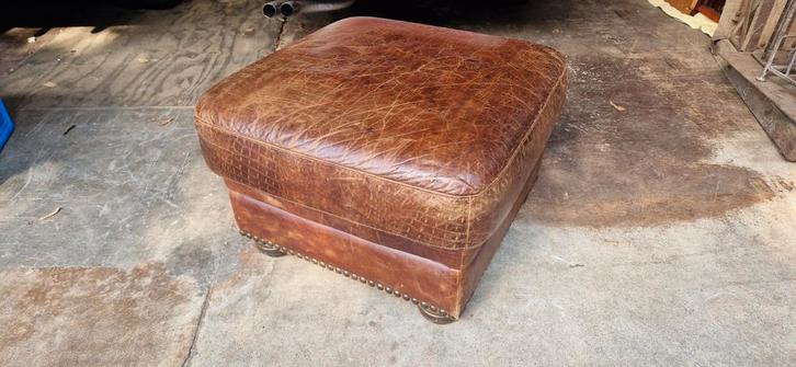 Ottoman of Hocker crocoprint, Huis en Inrichting, Banken | Voetenbanken en Poefen, Gebruikt, 50 tot 75 cm, 50 tot 75 cm, Vierkant