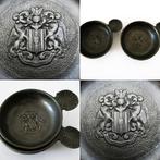 2 Tinnen wijnproefbakje tastevin wapenschild Mechelen België, Antiek en Kunst, Antiek | Tin, Ophalen of Verzenden
