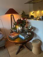 Prachtige koffietafel / sidetable / bijzettafel; leren inleg, Ophalen, Gebruikt, 50 tot 100 cm, Rond