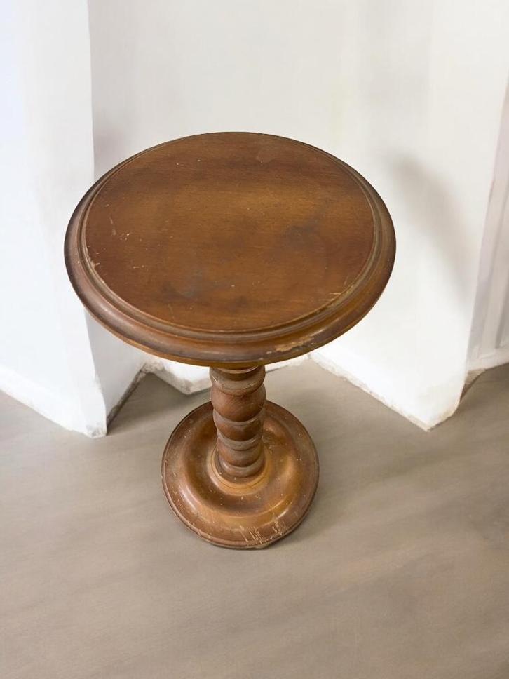 vintage  houten pied de stal / bijzettafel / plantentafel, Antiek en Kunst, Curiosa en Brocante, Ophalen