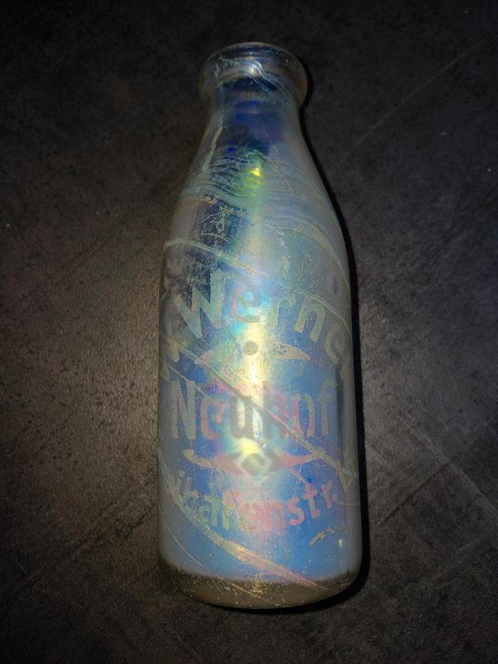 Oude Duitse melkfles bodemvondst uit bagger Goedereede, Antiek en Kunst, Antiek | Glas en Kristal, Ophalen of Verzenden