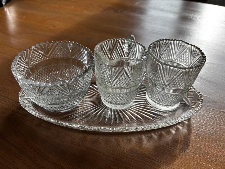 Vintage Suiker en Melk Setje, Antiek en Kunst, Antiek | Glas en Kristal, Ophalen of Verzenden