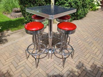 vierkante Bel Air bartafel + barkrukken sixties fifties  beschikbaar voor biedingen