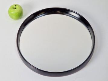 Vintage houten ronde spiegel zwart deens mid century ‘60  beschikbaar voor biedingen