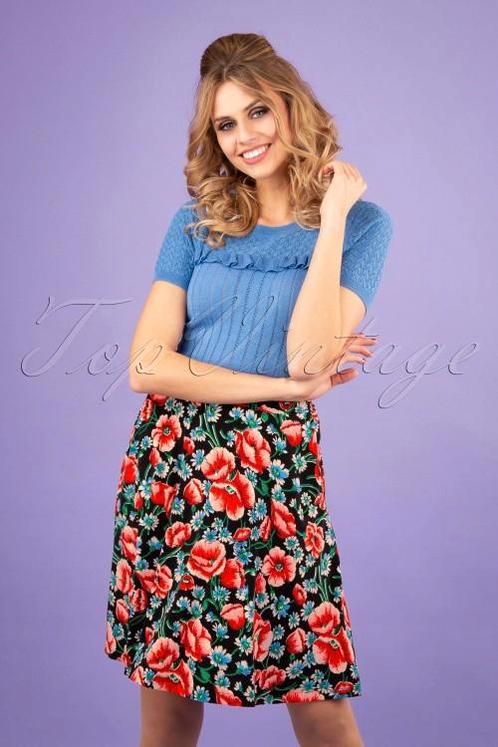 Maat M 38/40 King Louie Serena rok Flora zwart bloemenprint, Kleding | Dames, Rokken, Zo goed als nieuw, Maat 38/40 (M), Overige kleuren