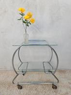 Vintage trolley  glazen tafeltje, Antiek en Kunst, Antiek | Meubels | Tafels, Ophalen