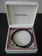 PANDORA Zwart leren dubbele armband, Ophalen of Verzenden, Nieuw, Zwart, Leer