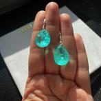 Oorbellen paraiba kristal zilver 925 natuurlijke steen, Met kristal, Hangers, Nieuw, Ophalen of Verzenden