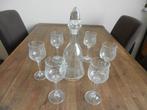 Karaf met 6 wijnglazen, Verzamelen, Glas en Borrelglaasjes, Ophalen of Verzenden, Zo goed als nieuw, Overige typen