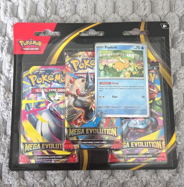 Pokémon TCG Mega Evolution - 3 Booster - Psyduck, Hobby en Vrije tijd, Verzamelkaartspellen | Pokémon, Nieuw, Boosterbox, Foil