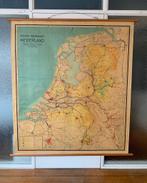 Oude grote schoolplaat Nederland - vintage retro kaart, Ophalen, Aardrijkskunde