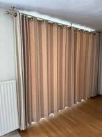 Beige gordijnen met gouden rails, Ophalen, Crème, Gebruikt, 200 cm of meer
