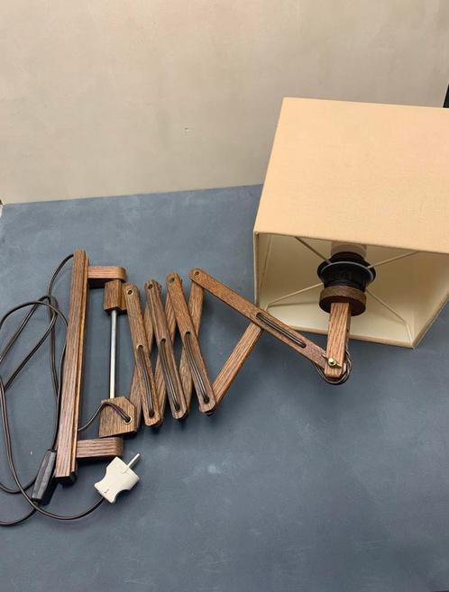 Harmonieka vintage wandlamp, Huis en Inrichting, Lampen | Wandlampen, Zo goed als nieuw, Hout, Stof, Ophalen of Verzenden