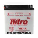 Accu Nitro Yb7-A Met Zuur 120122, Motoren, Tuning en Styling, Ophalen of Verzenden, 50cc-Scooterparts, Info@50cc-scooterparts.nl