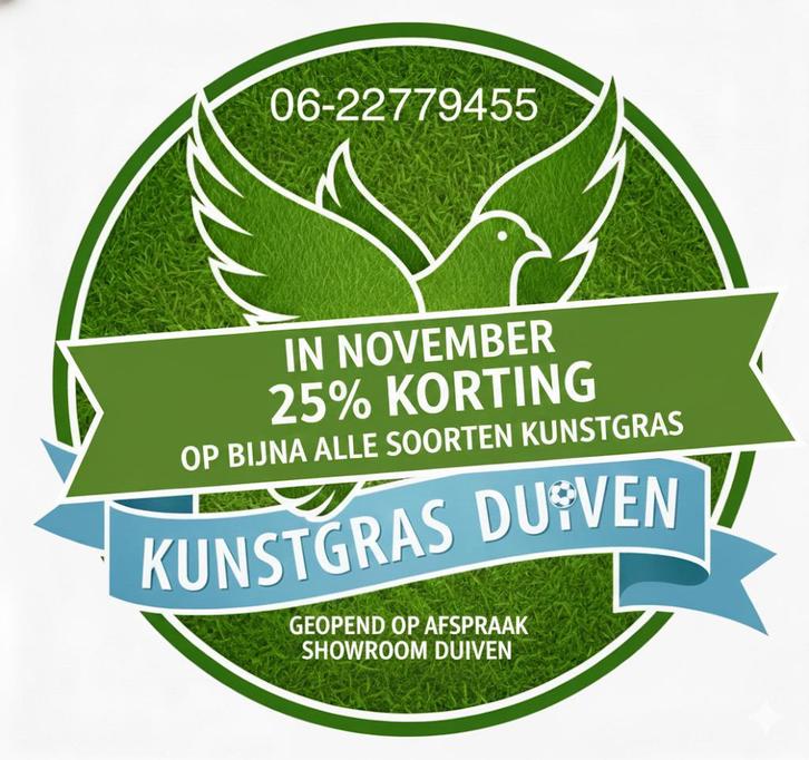 Kunstgras Duiven - 25% Korting in November!, Tuin en Terras, Gras en Kunstgras, Nieuw, Kunstgras, 20 m² of meer, Ophalen of Verzenden