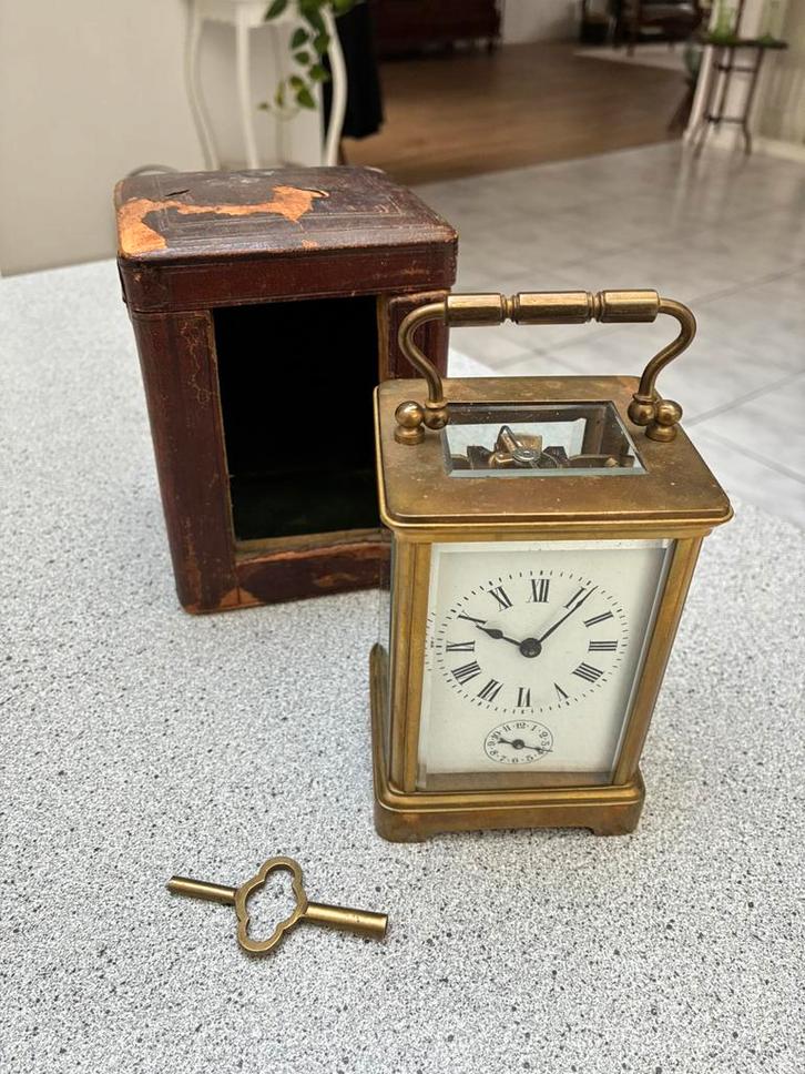 Antieke carriage clock met wekker, Antiek en Kunst, Antiek | Klokken, Ophalen of Verzenden