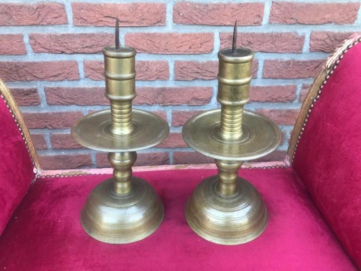 stel fraaie oude schotelkandelaars, 37 cm hoog, Huis en Inrichting, Woonaccessoires | Kandelaars en Kaarsen, Gebruikt, Kandelaar