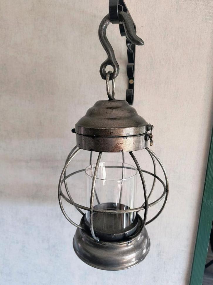 2 Metalen Hanglampen voor Kaarsen, Huis en Inrichting, Lampen | Wandlampen, Zo goed als nieuw, Glas, Metaal, Ophalen
