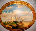 Antieken wandbord met scheepstafereel, Antiek en Kunst, Kunst | Schilderijen | Klassiek, Ophalen